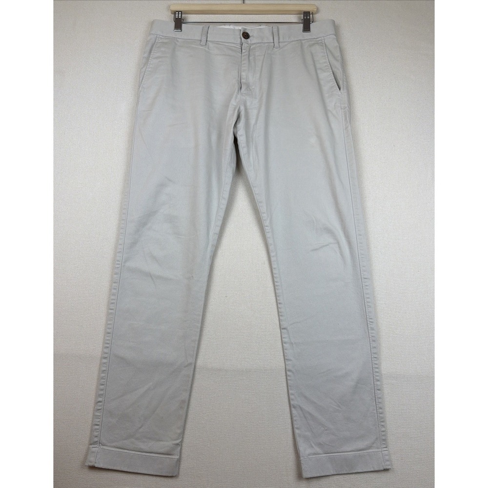 J Crew Flex Slim Pants Mens 33x32 Gray Beige Chino Stretch Preppy Minimalist